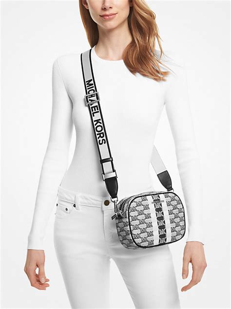 michael michael kors jet set medium logo stripe crossbody bag|michael kors handbag jet set.